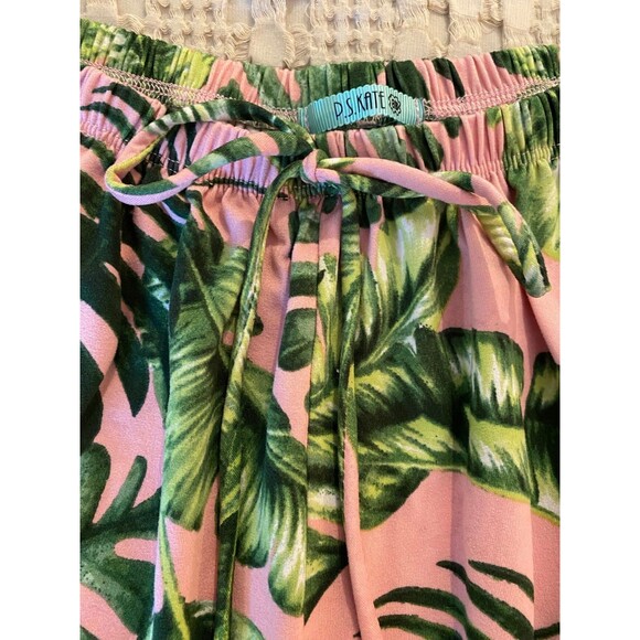 P.S. Kate Pink w/ Tropical Flowers Womens Sleep Shorts Size? Small Elastic Waist - Picture 2 of 7